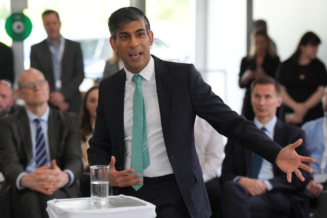 <p>Rishi Sunak, pictured hosting a PM Connect event near Oxford on Friday,  will say he has “bold ideas” for the country in a speech in central London on Monday</p>