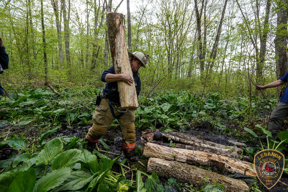 Creating the makeshift bridge