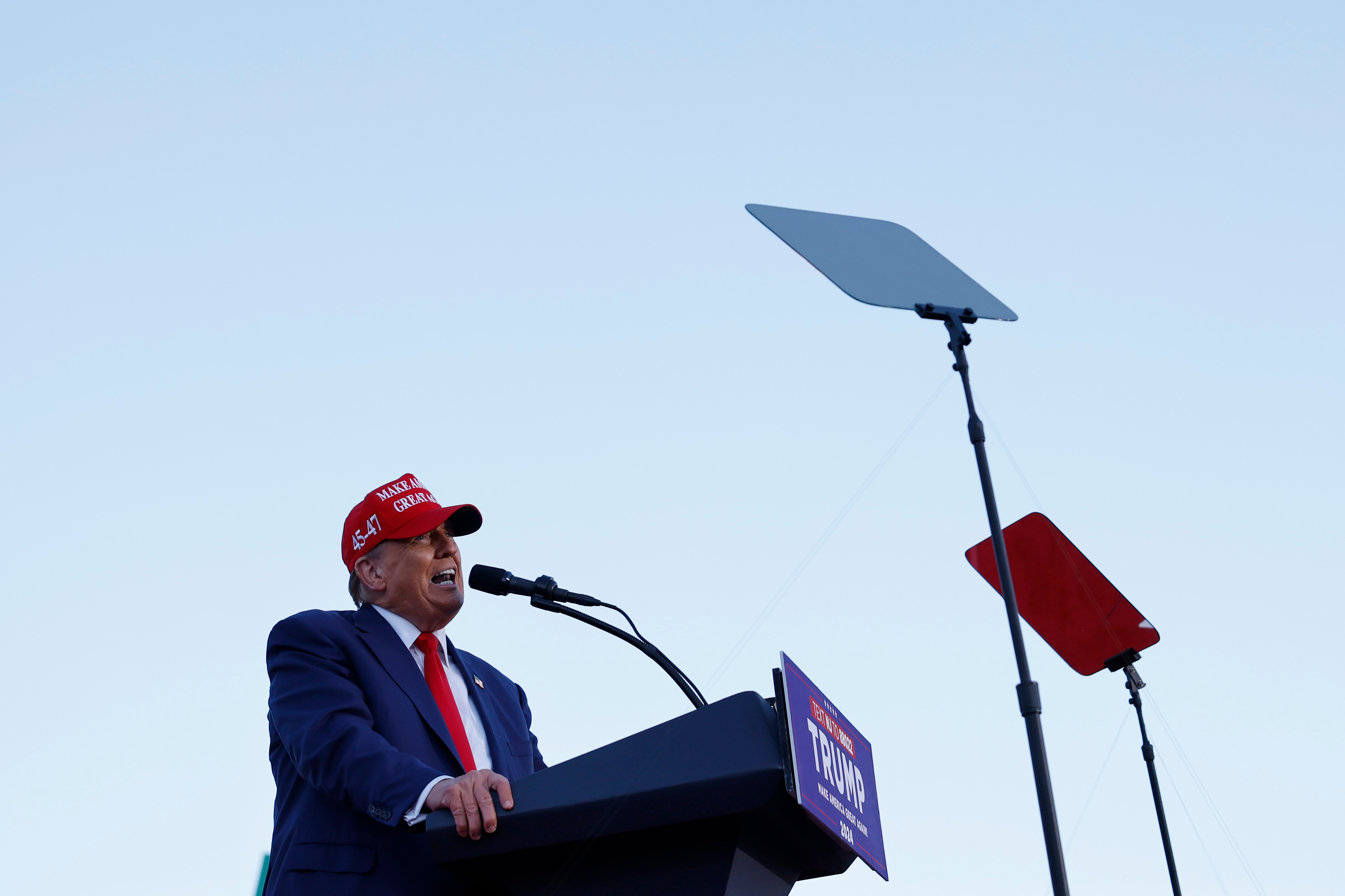 Republican presidential candidate Donald Trump speaking during a campaign rally in Wildwood Beach on Saturday in Wildwood, New Jersey