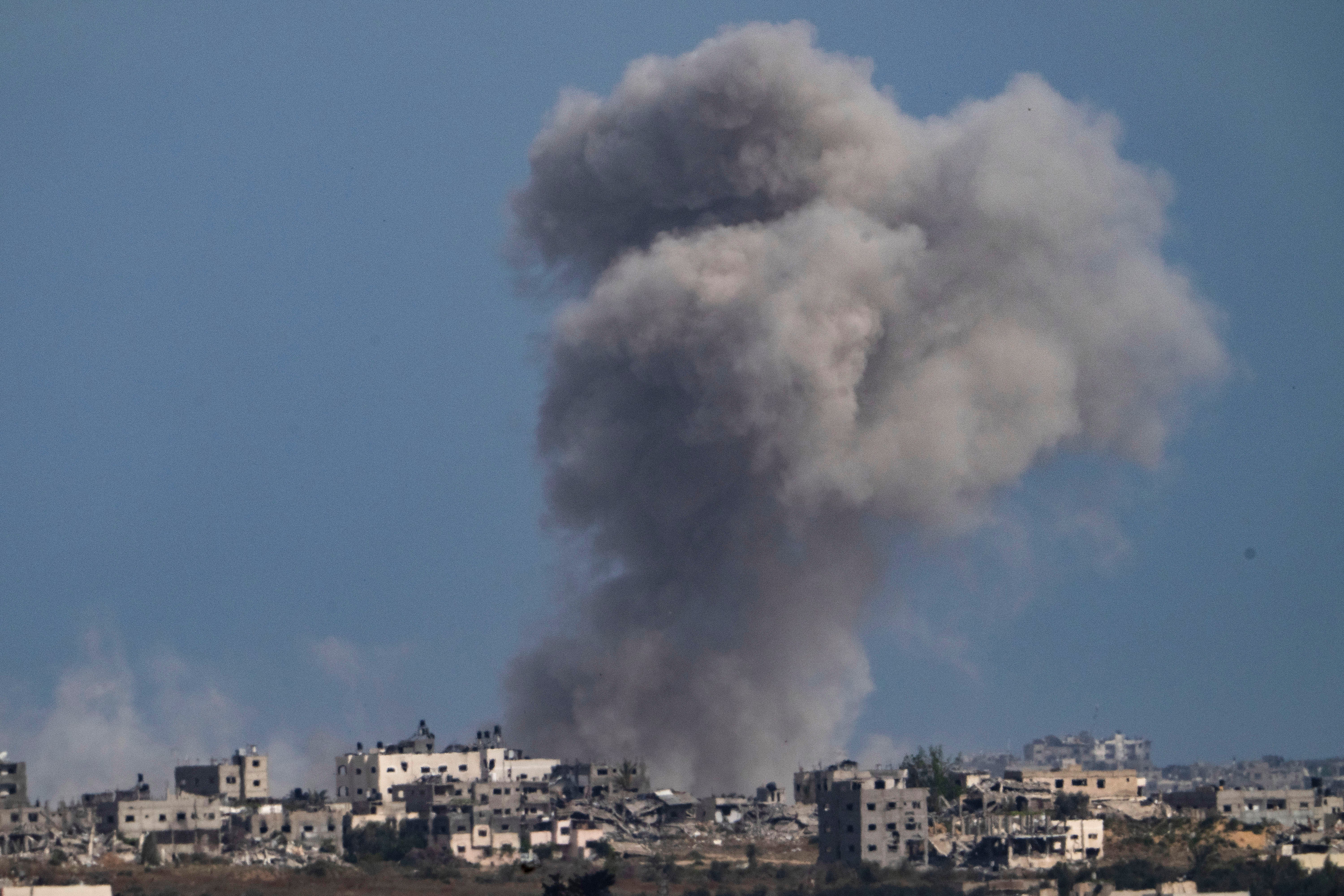 Smoke rises following Israeli airstrikes in the Gaza Strip