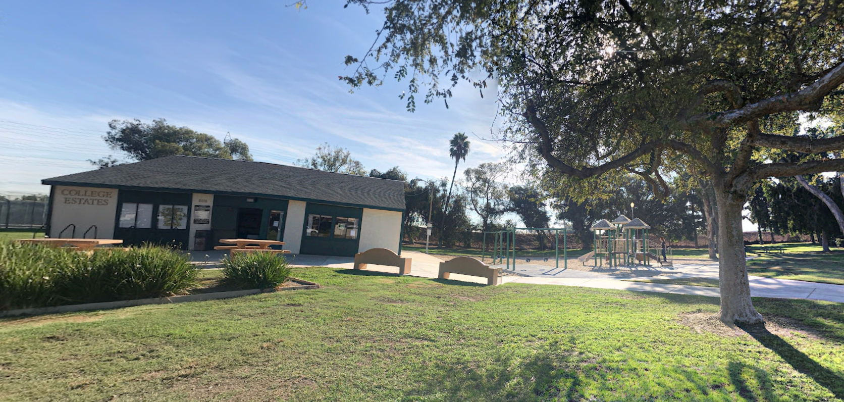 A view of a park in College Estates, Long Beach, California. The College Estates neighbourhood has banned short-term, unsupervised rentals