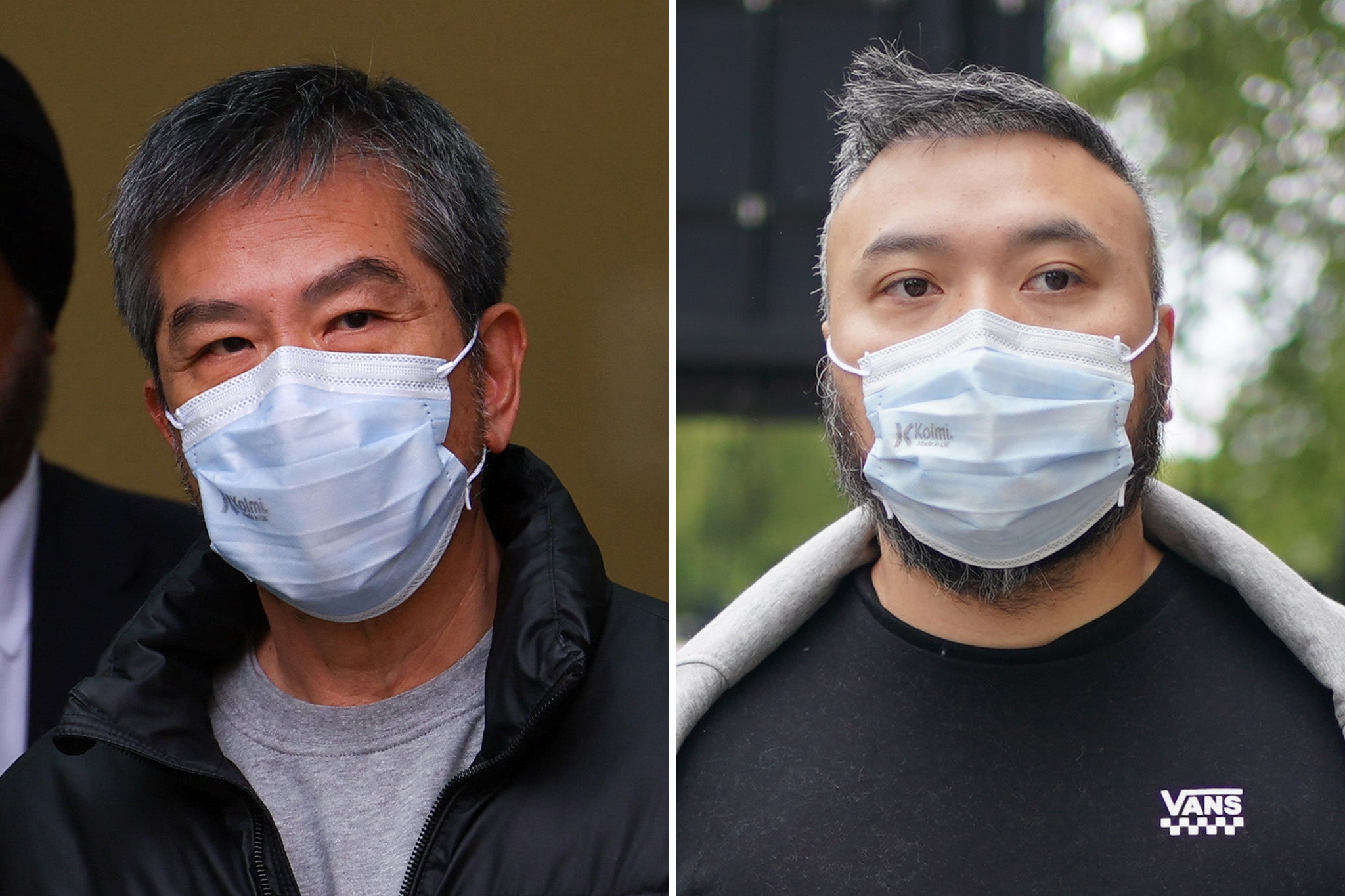 Chung Biu Yuen (left) and Chi Leung Wai (right) leave Westminster Magistrates’ Court, central London