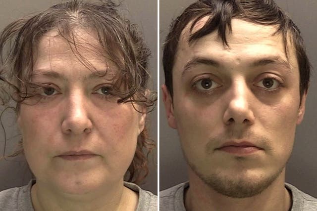 <p> Amanda Young, 49, and her son Lewis Young, 30, who were jailed after an XL bully attacked an eight-year-old boy in Bootle, Merseyside</p>
