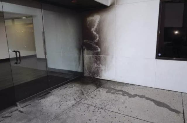 <p>The aftermath of a Molotov cocktail attack on March 13, 2002, at a Planned Parenthood in Costa Mesa</p>