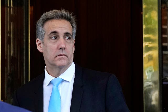 <p>Michael Cohen leaves his home to head to Manhattan Criminal Court for a second day of testimony in Donald Trump’s criminal trial on May 14 2024</p>