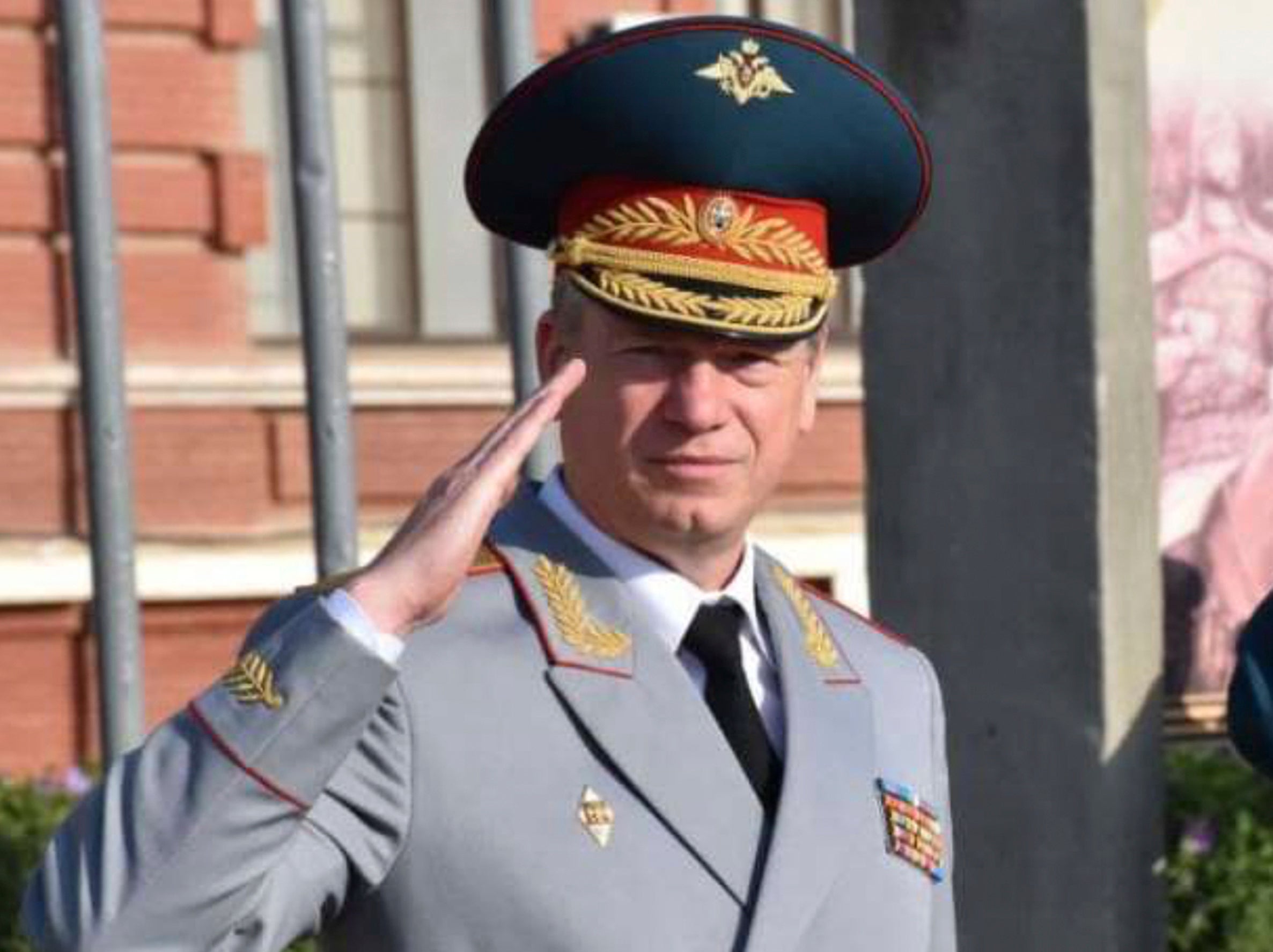 In this undated photo distributed by Russian Defense Ministry Press Service on Saturday, Aug. 28, 2021, Russian Lt. Gen. Yury Kuznetsov is seen during a military parade in a Russian military academy in Krasnodar, Russia,.