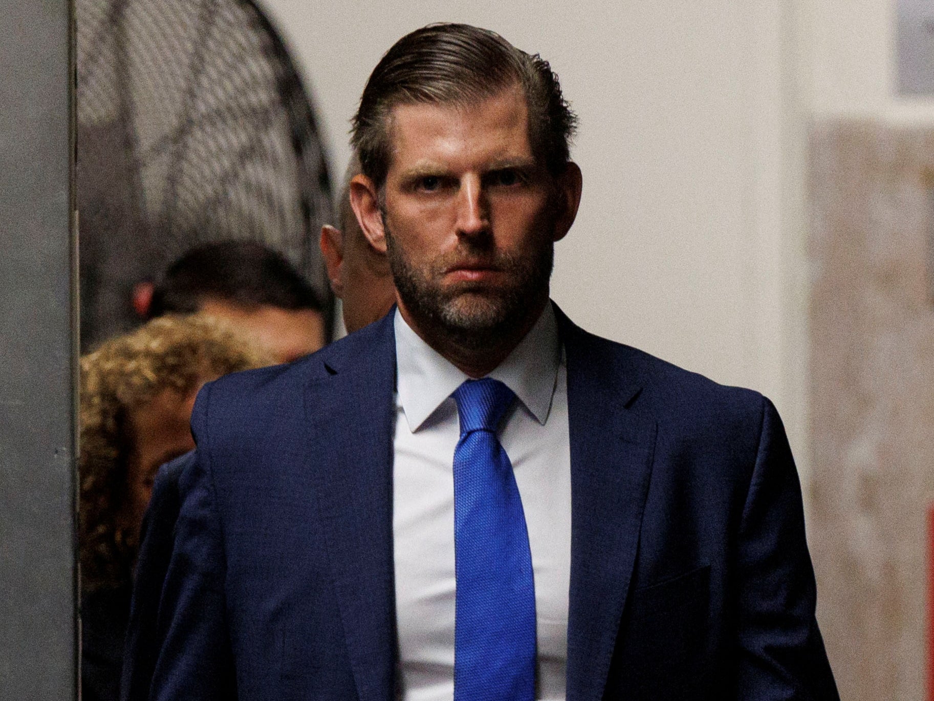 Eric Trump, the son of former US president Donald Trump, attends his father’s criminal trial in New York on Monday 13 May 2024