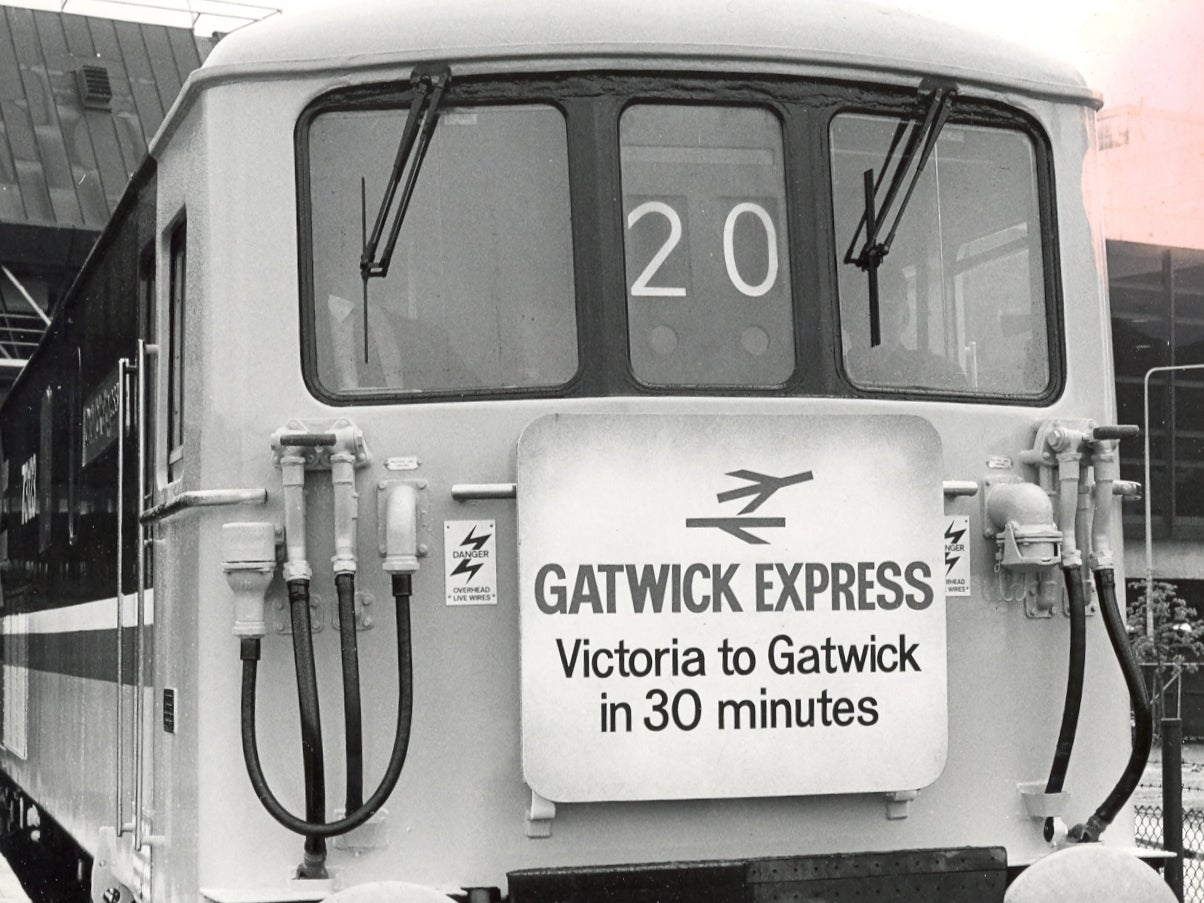 Fast track: The inaugural Gatwick Express leaving London Victoria station on 14 May 1984