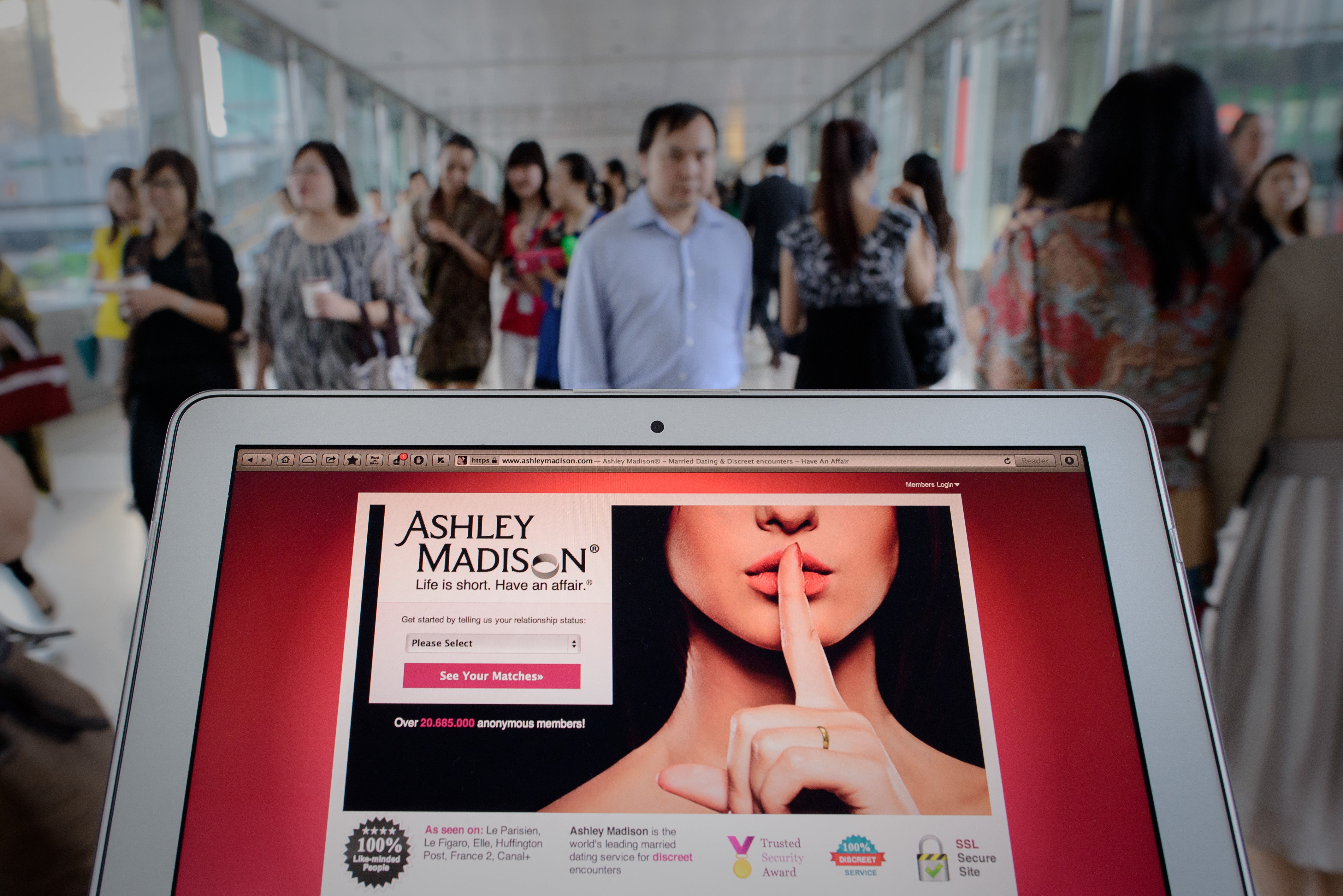 Ashley Madison’s homepage pictured in 2013. The website, aimed at people seeking affairs, experienced a massive data breach in 2015