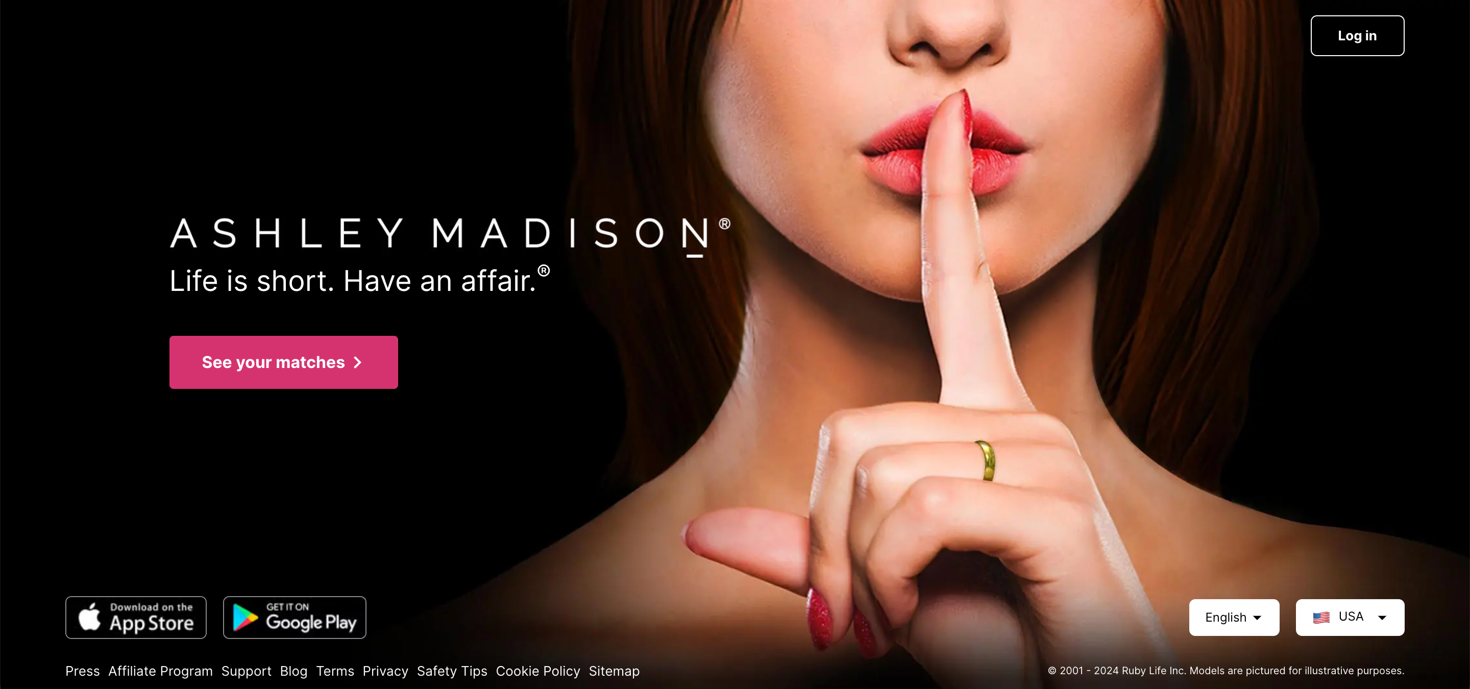 The Ashley Madison homepage, pictured in 2024. The company settled a multi-million dollar class action lawsuit filed on behalf of those impacted by the hackers