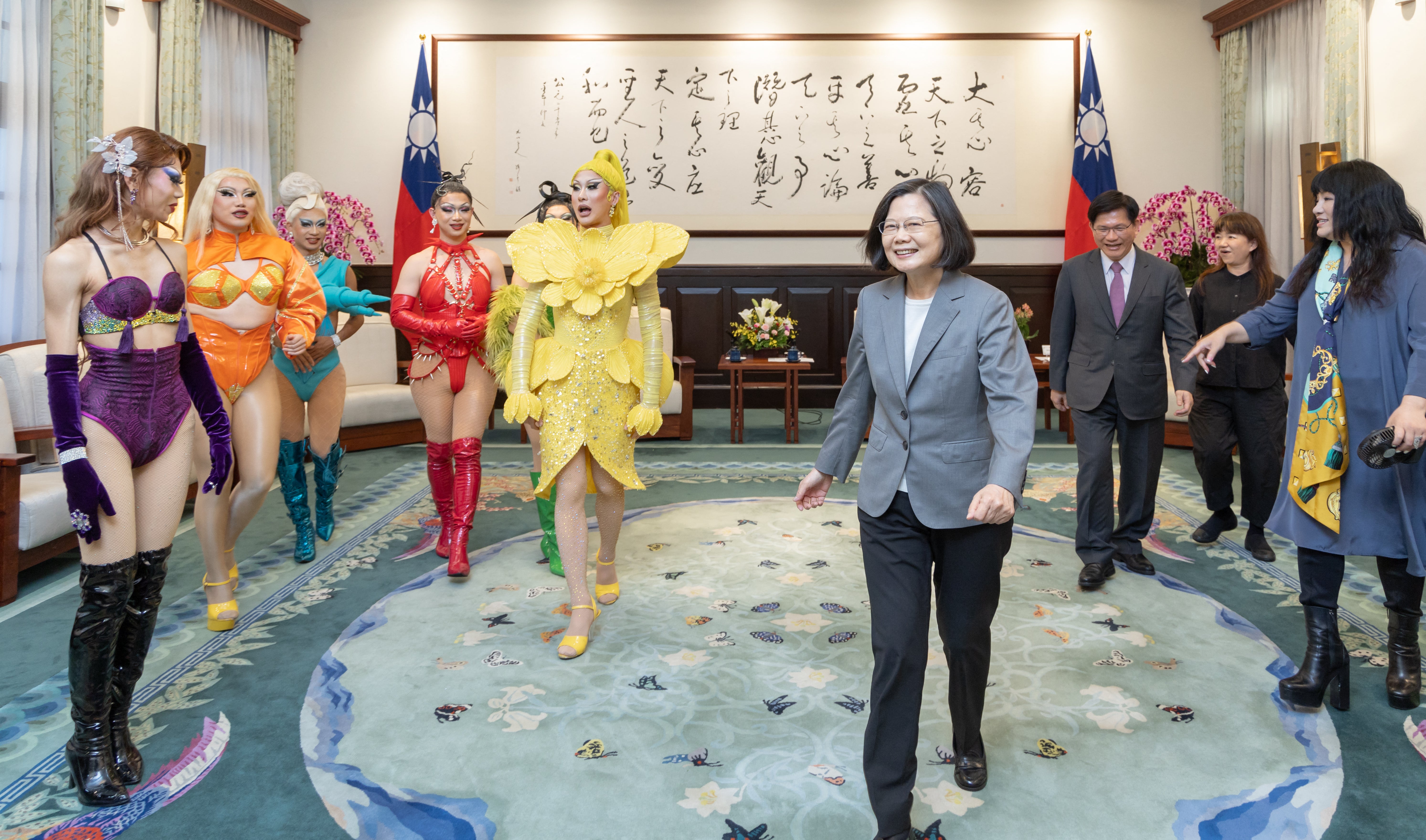 Taiwan’s president Tsai Ing-wen meets drag queen Nymphia Wind