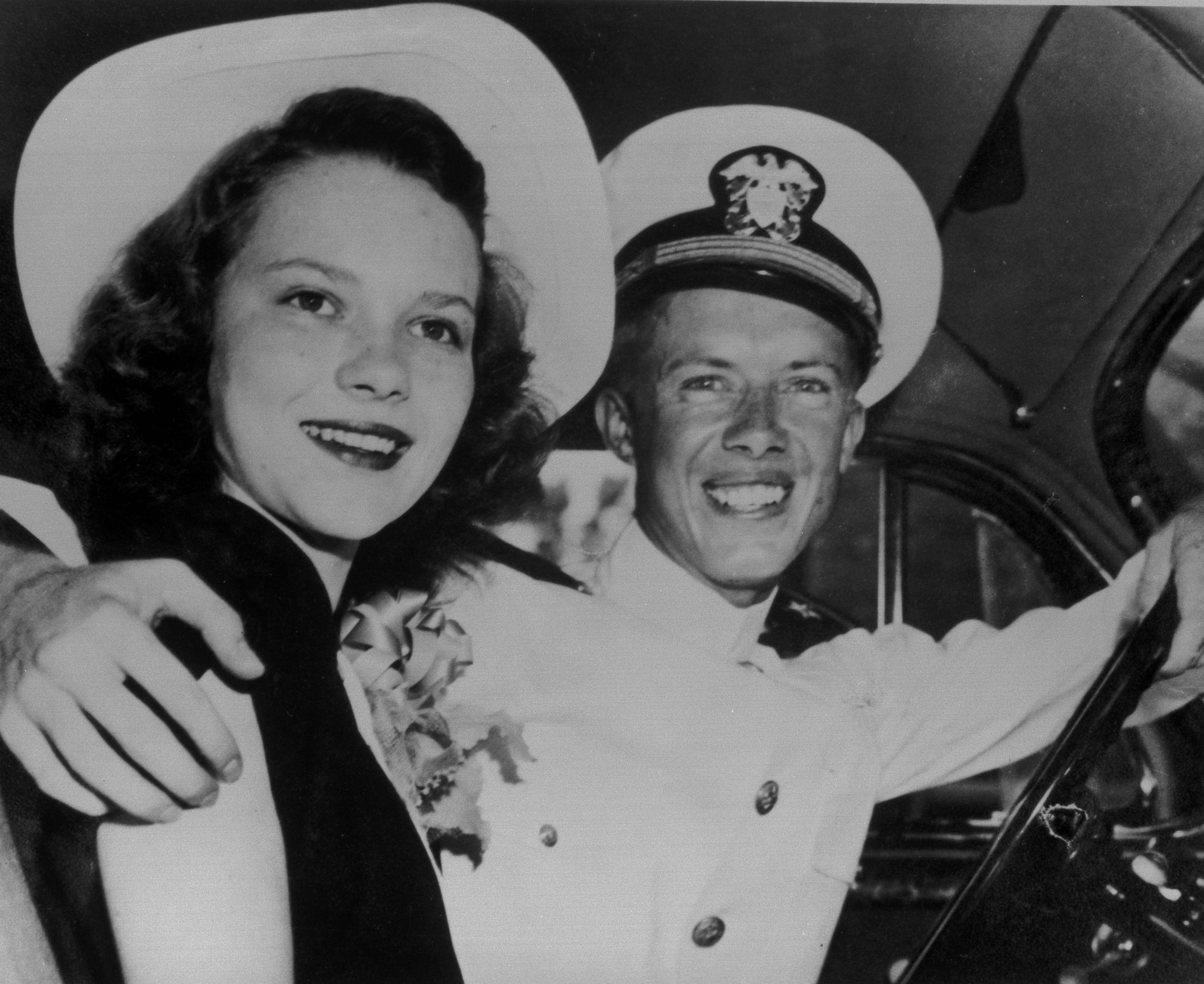 Eleanor Rosalynn Carter and Jimmy Carter when they were married, in Plains, Georgia, on 7 July, 1946