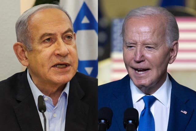 <p>Benjamin Netanyahu and Joe Biden </p>