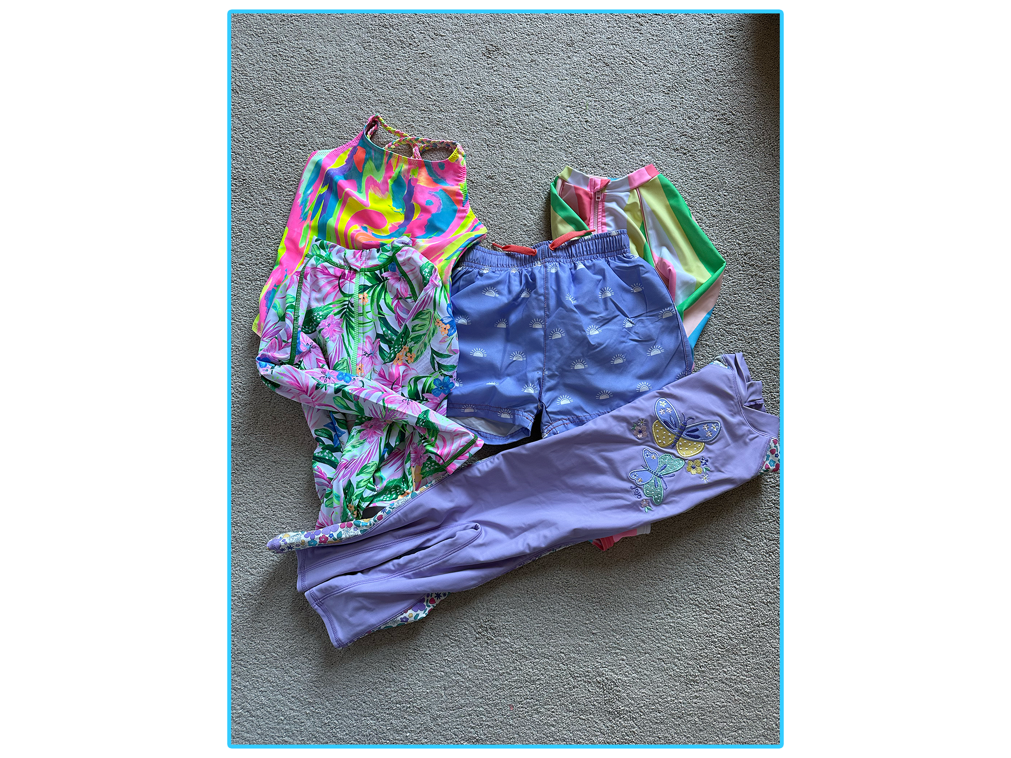 A selection of the swimming costumes we took for a dip