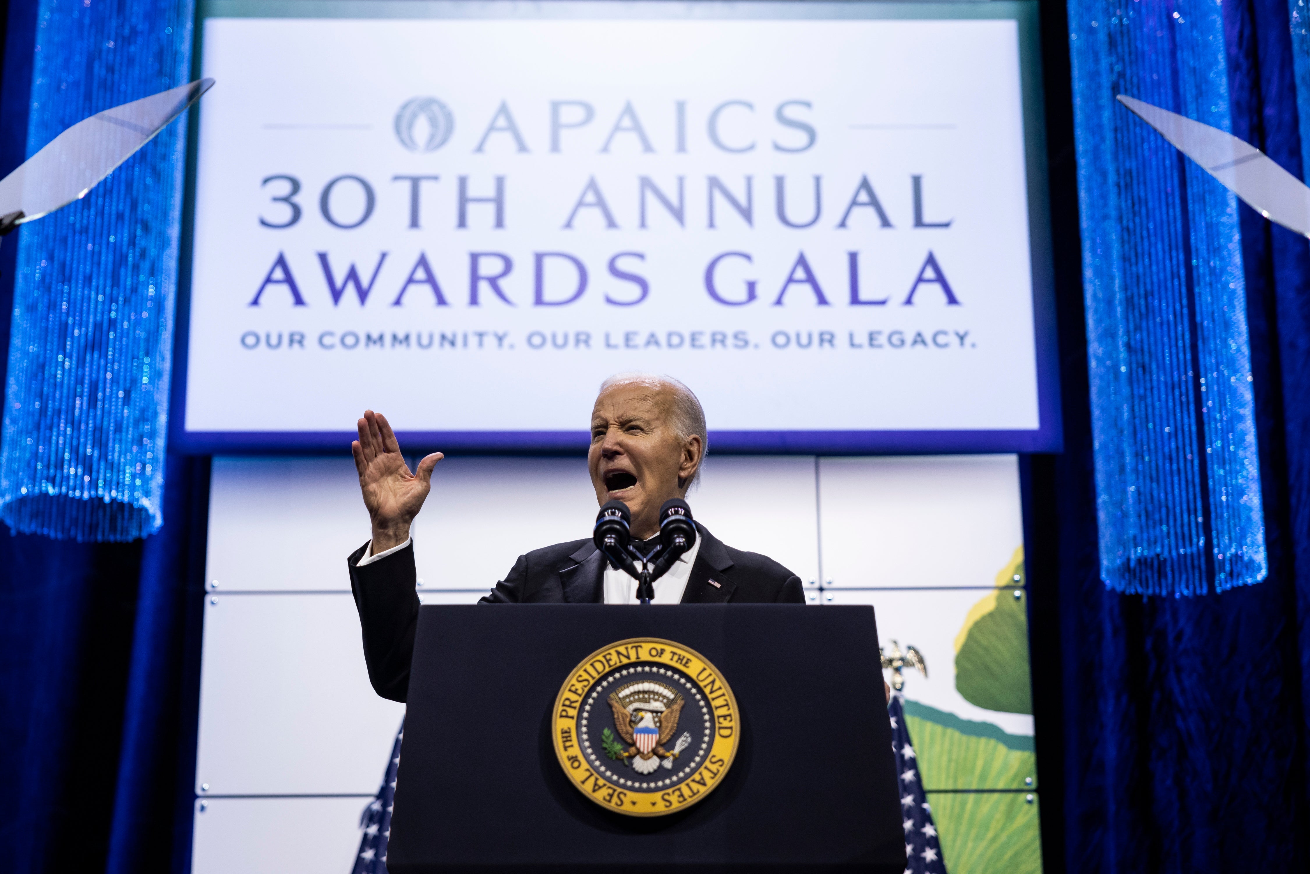 US President Joe Biden delivers remarks at the Asian Pacific American Institute for Congressional Studies 30th Annual Gala