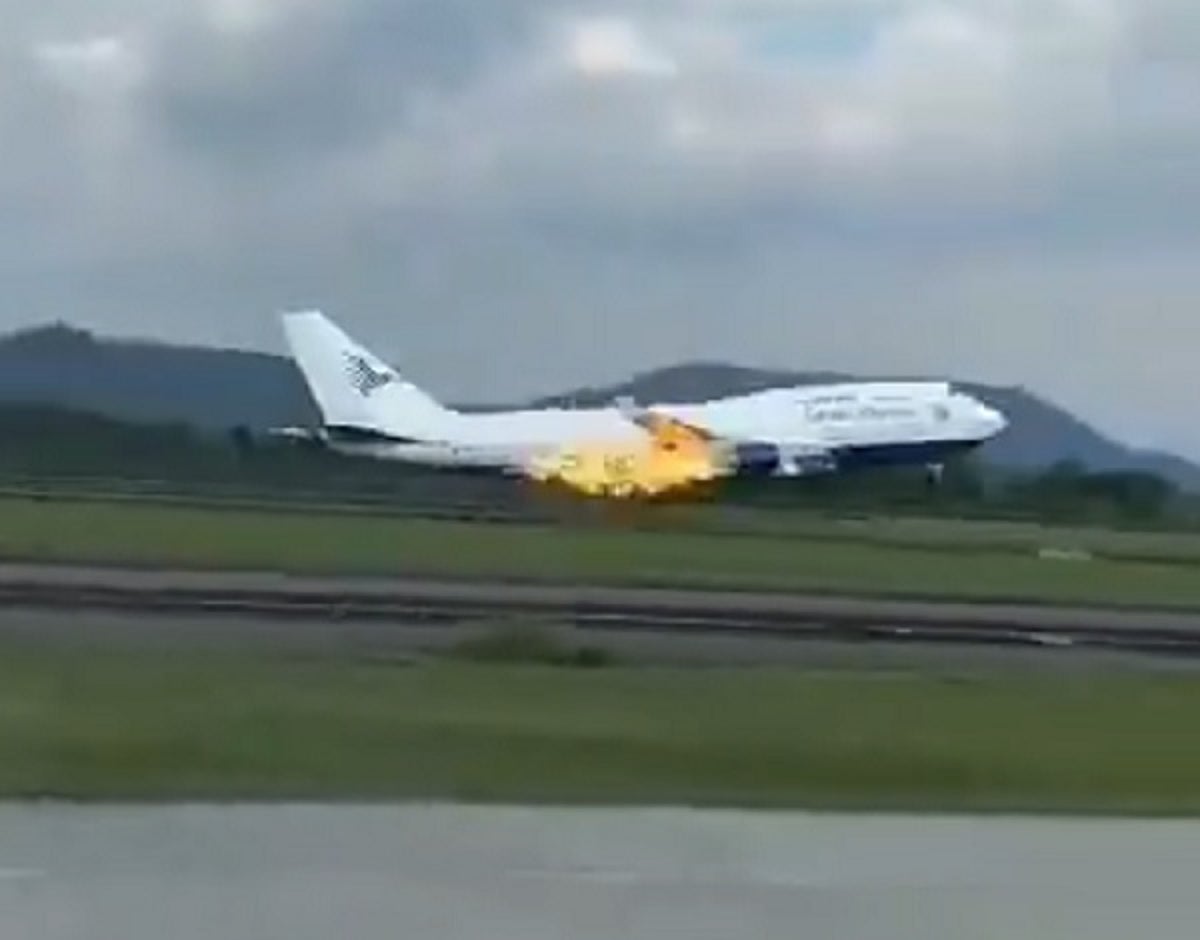 Indonesia plane turns back and makes emergency landing after engine catches fire mid-flight