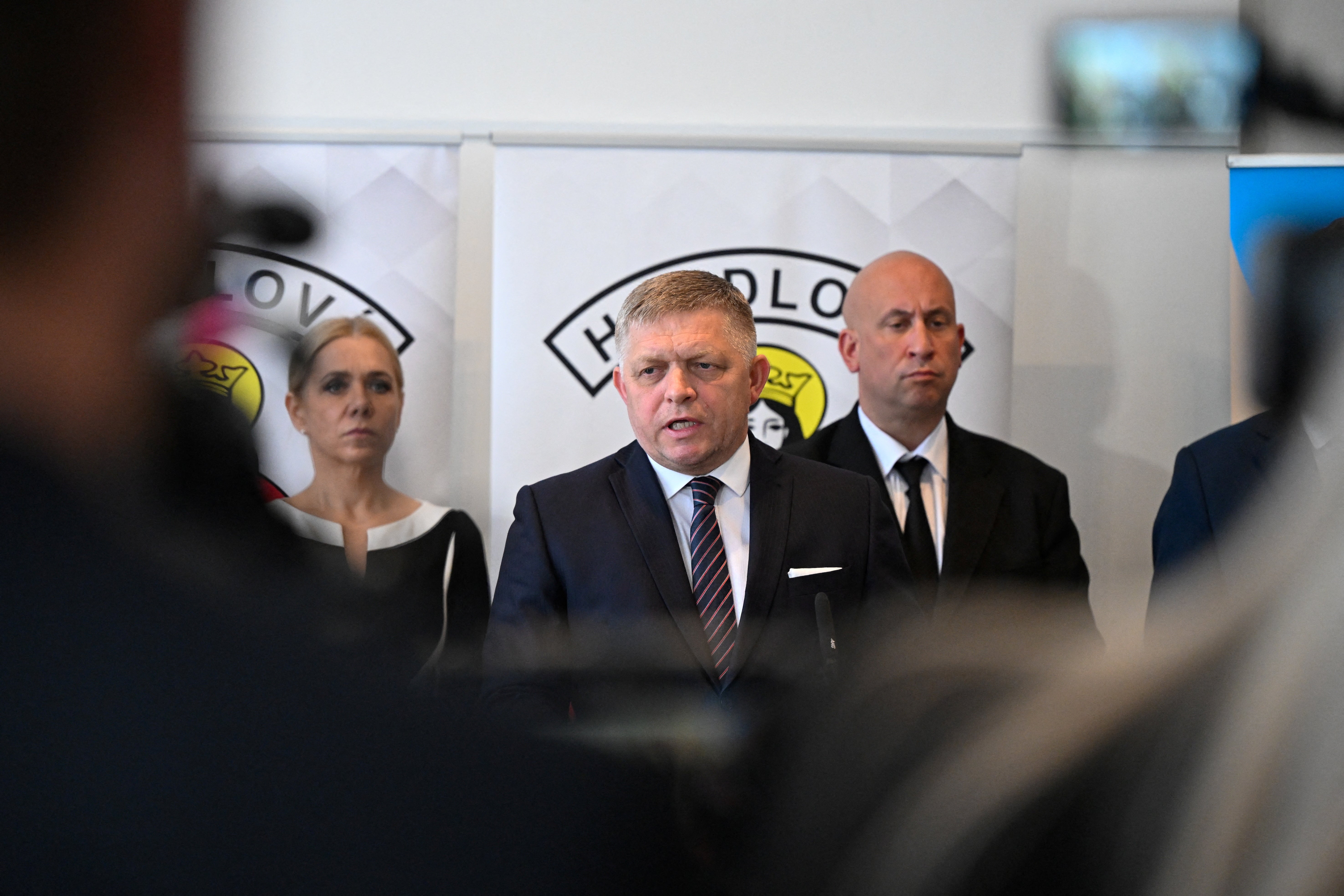 Slovak prime minister Robert Fico speaks during a press conference, before a shooting incident where he was wounded, in Handlova, Slovakia, 15 May 2024