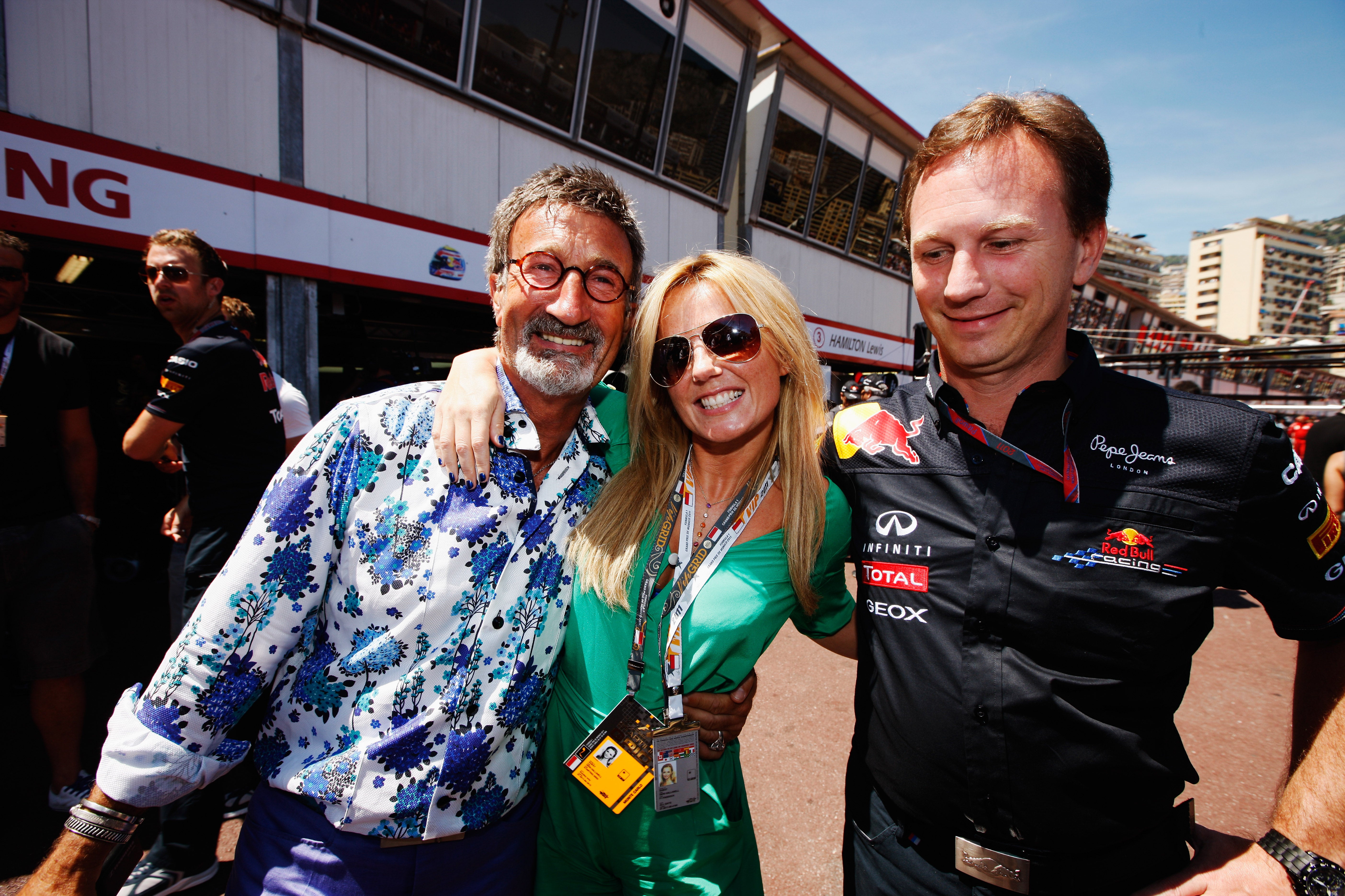 Eddie Jordan with Geri Halliwell and Christian Horner in Monaco in 2011