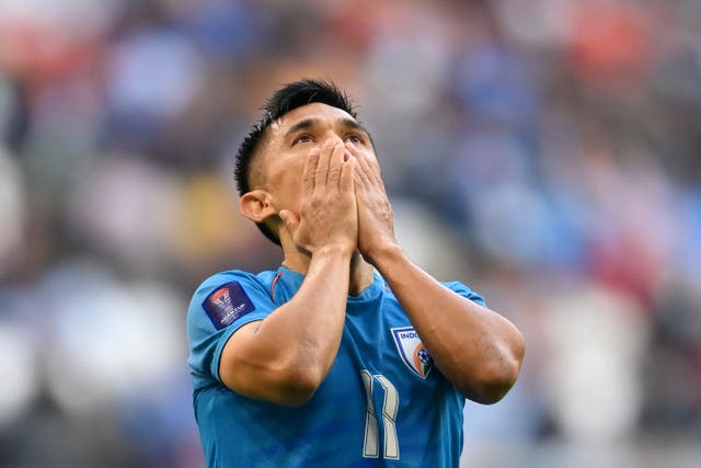 <p>Sunil Chhetri of India reacts during the AFC Asian Cup Group B match between Syria and India at Al Bayt Stadium. He has decided to retire this June </p>