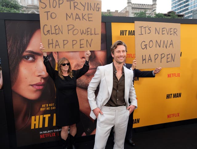 <p>Glen Powell attends the premiere of Netflix’s ‘Hit Man'</p>