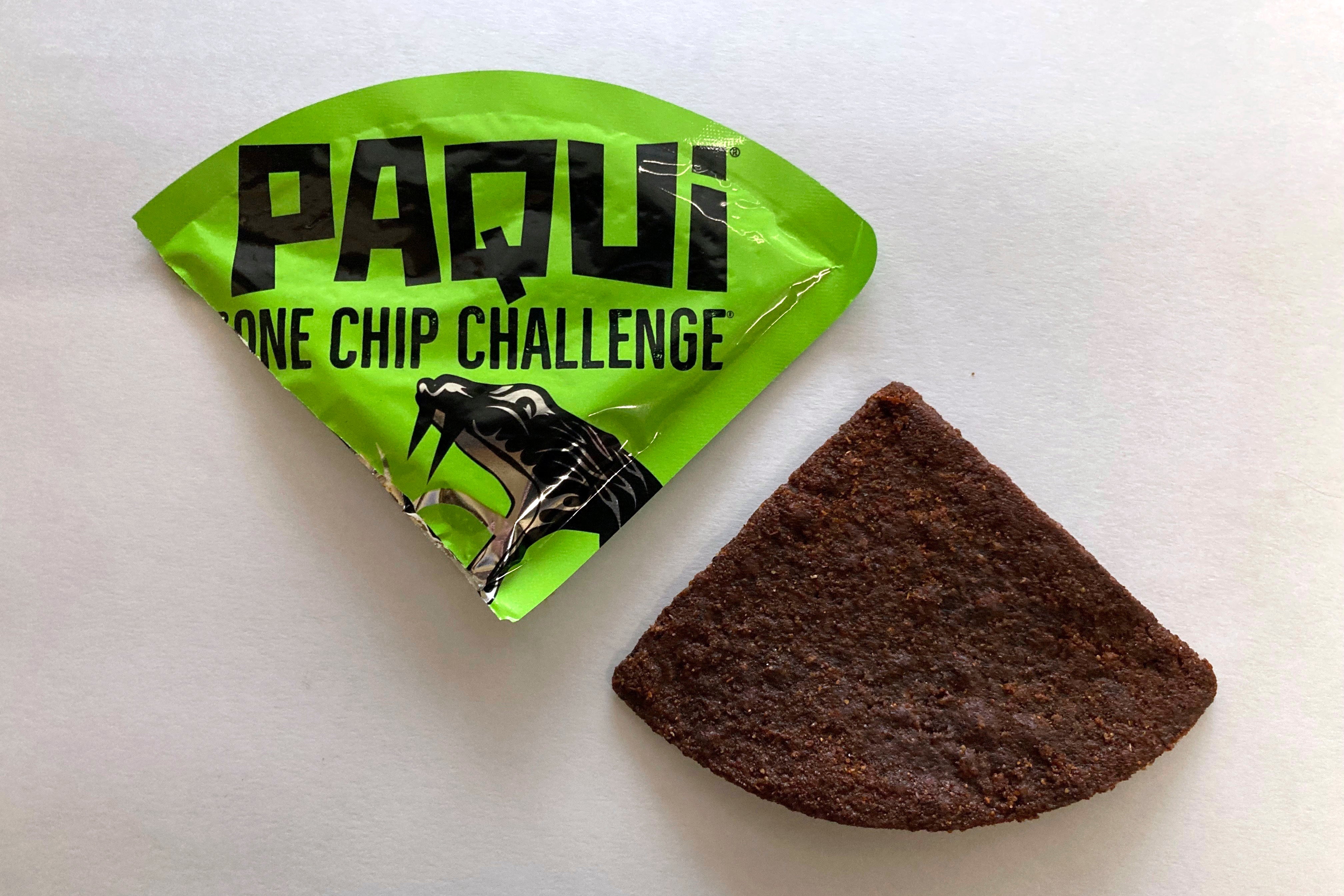 A Paqui One Chip Challenge chip is displayed in Boston, Friday, Sept. 8, 2023