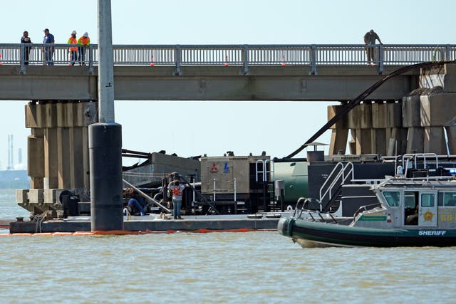APTOPIX Barge Hits Bridge Texas