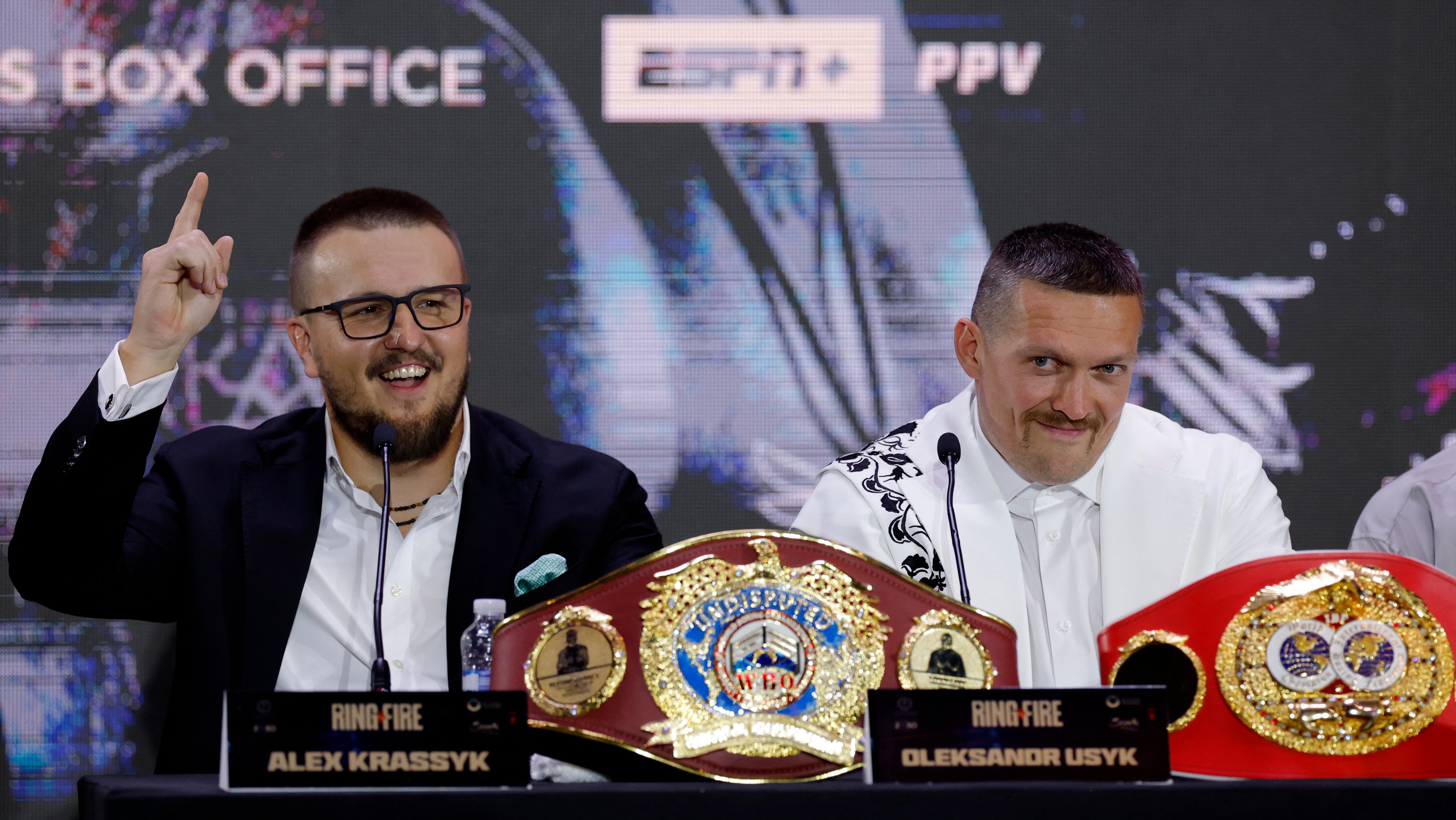 Alex Krassyuk (left) with Oleksandr Usyk in 2024