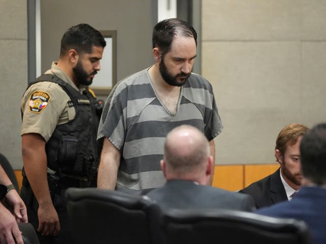 <p>Daniel Perry enters the courtroom at the Blackwell-Thurman Criminal Justice Center in May 10 2023 in Austin, Texas</p>