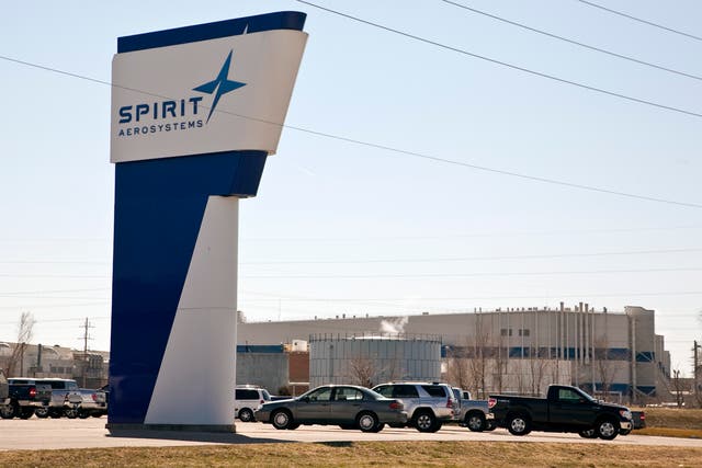 <p>The Spirit AeroSystems sign is seen, July 25, 2013, in Wichita, Kan</p>