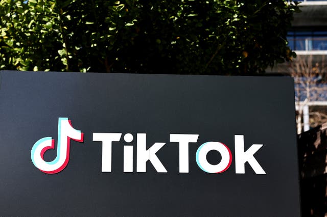 The TikTok logo is displayed outside TikTok offices on March 12, 2024 in Culver City, California