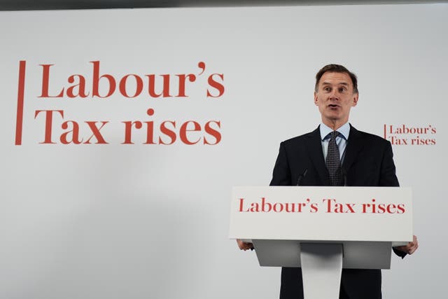 <p>Chancellor of the Exchequer Jeremy Hunt insisted Labour’s tax plans would be ‘damaging for every family in the country’ </p>