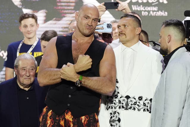 Tyson Fury, left, and Oleksandr Usyk (Nick Potts/PA)