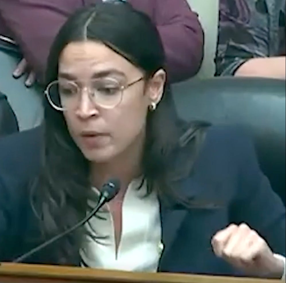 Rep. Alexandria Ocasio-Cortez seen during Thursday’s House Oversight Committee