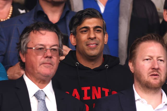 <p>Rishi Sunak was spotted watching the Championship play-off semi-final just before his general election announcement </p>