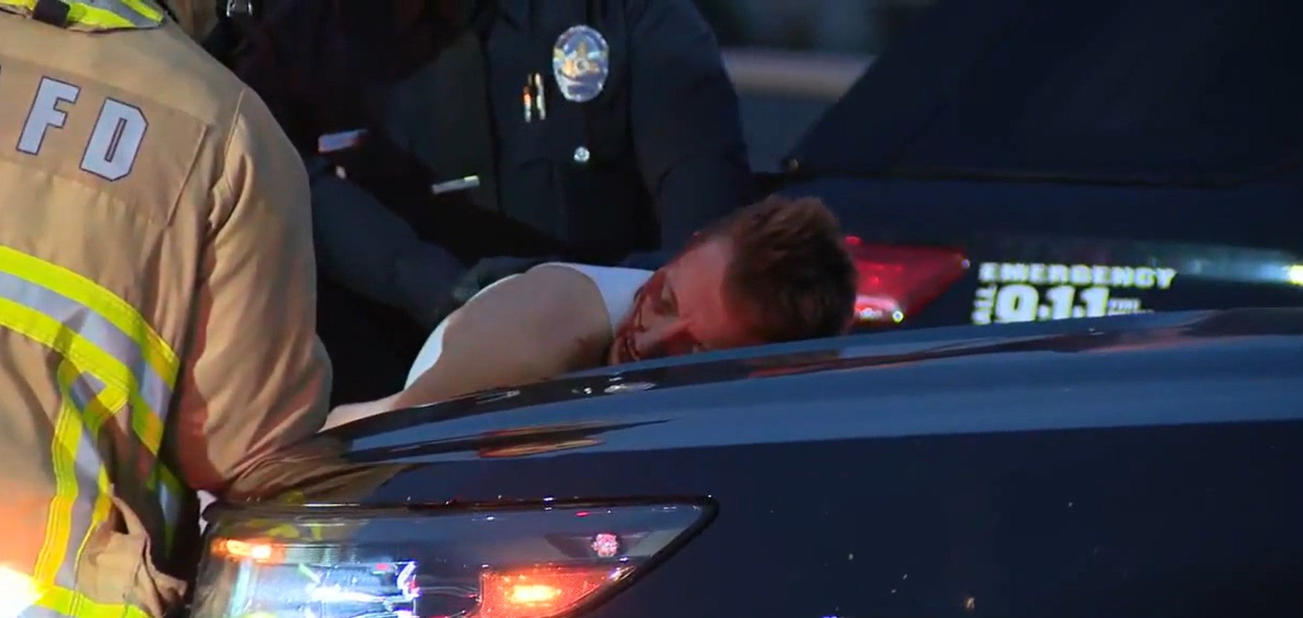 The suspect was arrested shortly after the multi-vehicle collision on Freeway 405, Los Angeles
