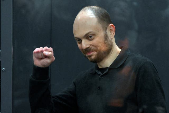 <p>Russian opposition activist Vladimir Kara-Murza during his trial in Moscow</p>