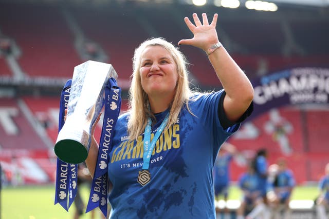 <p>Emma Hayes took charge of Chelsea for the final time as they crushed United to win the WSL </p>