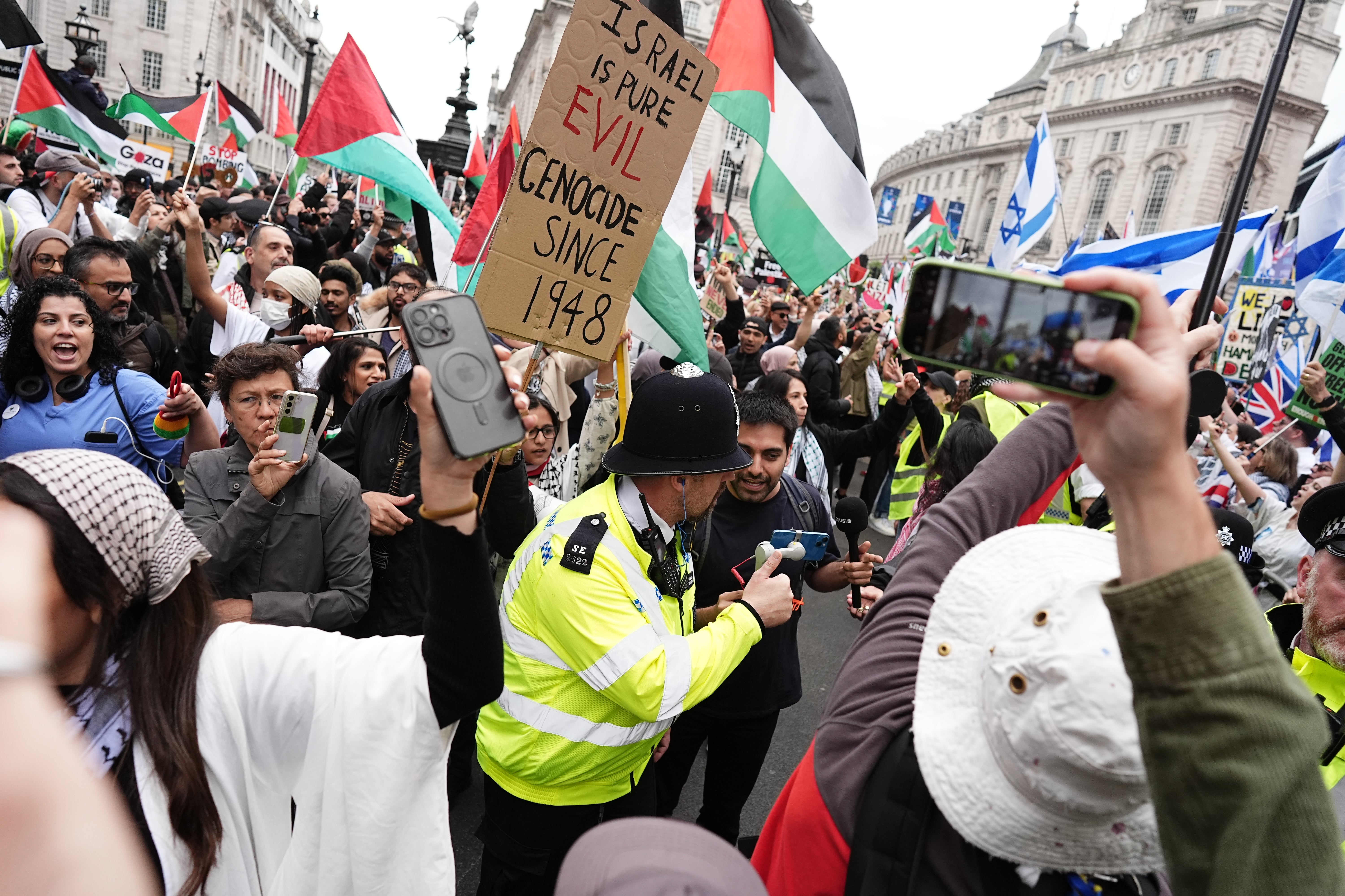 Seven arrests were made during the Palestine Solidarity Campaign (PSC) protest, the Met Police said
