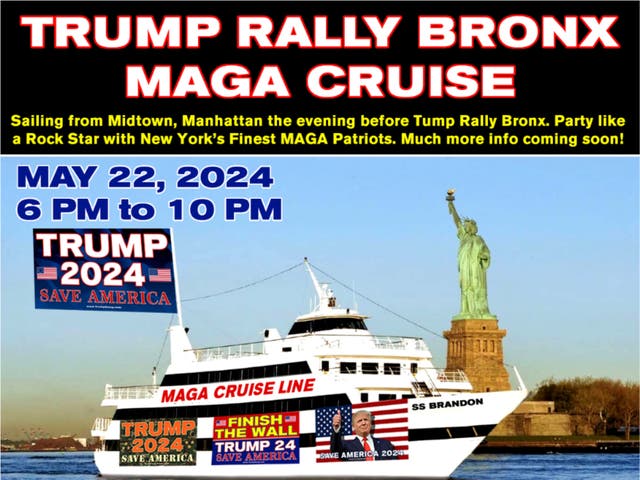 <p>A MAGA Cruise around New York harbor is being offered the evening before Trump holds a rally in the South Bronx</p>