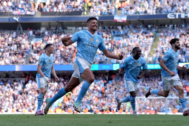 Rodri was key for Manchester City throughout their campaign (Martin Rickett/PA)