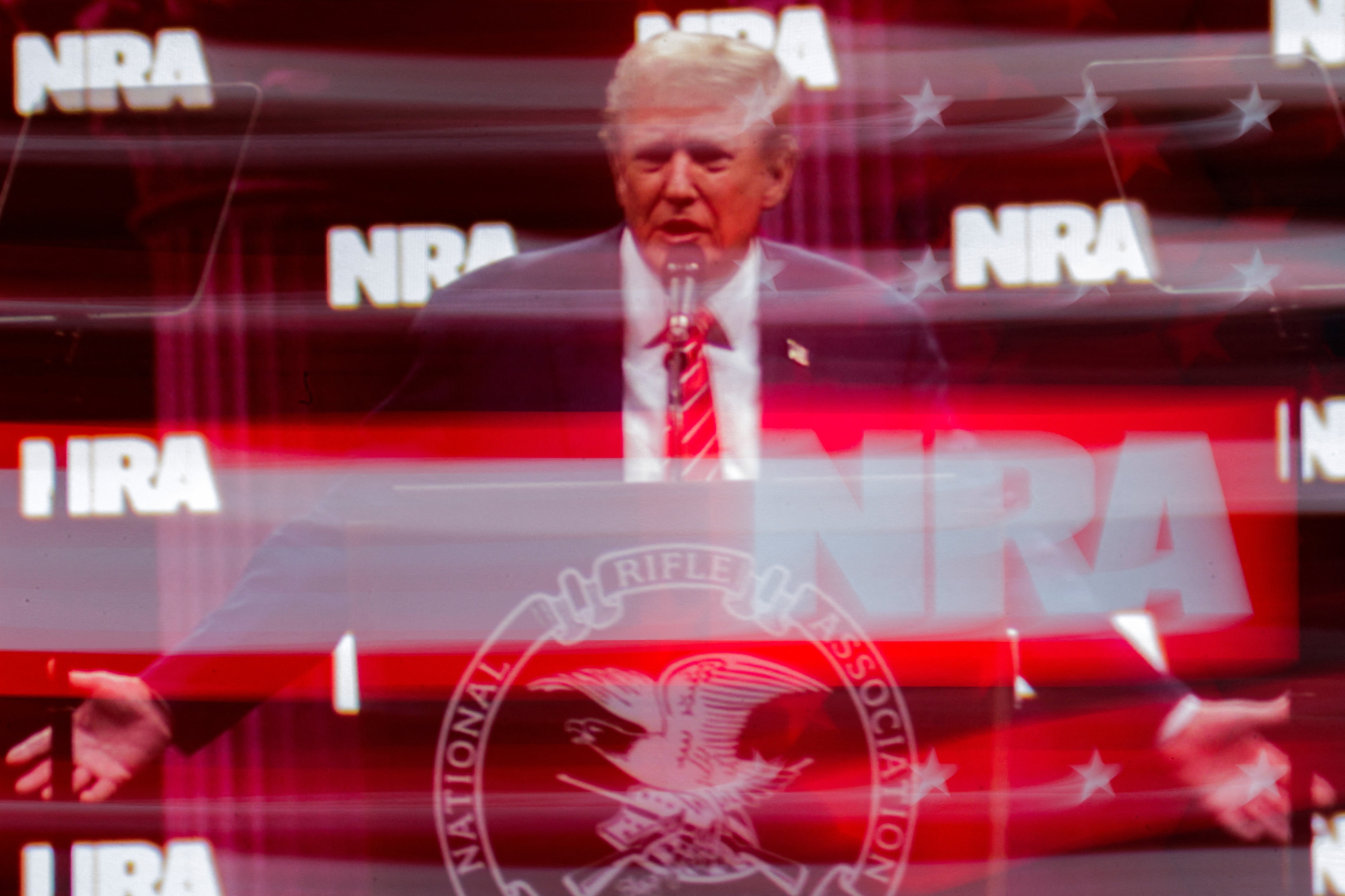 Donald Trump finally speaks at the NRA convention after showing up hours late