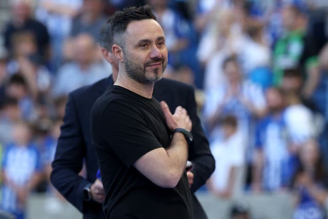Roberto De Zerbi signed off from Brighton with defeat to Manchester United (Steven Paston/PA)