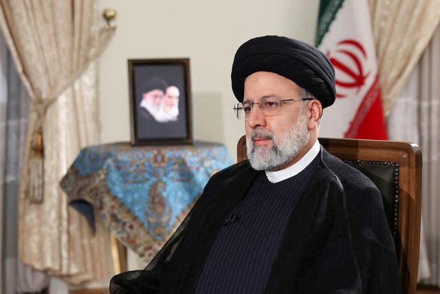 <p>Iranian President Ebrahim Raisi attends a TV interview, in Tehran</p>