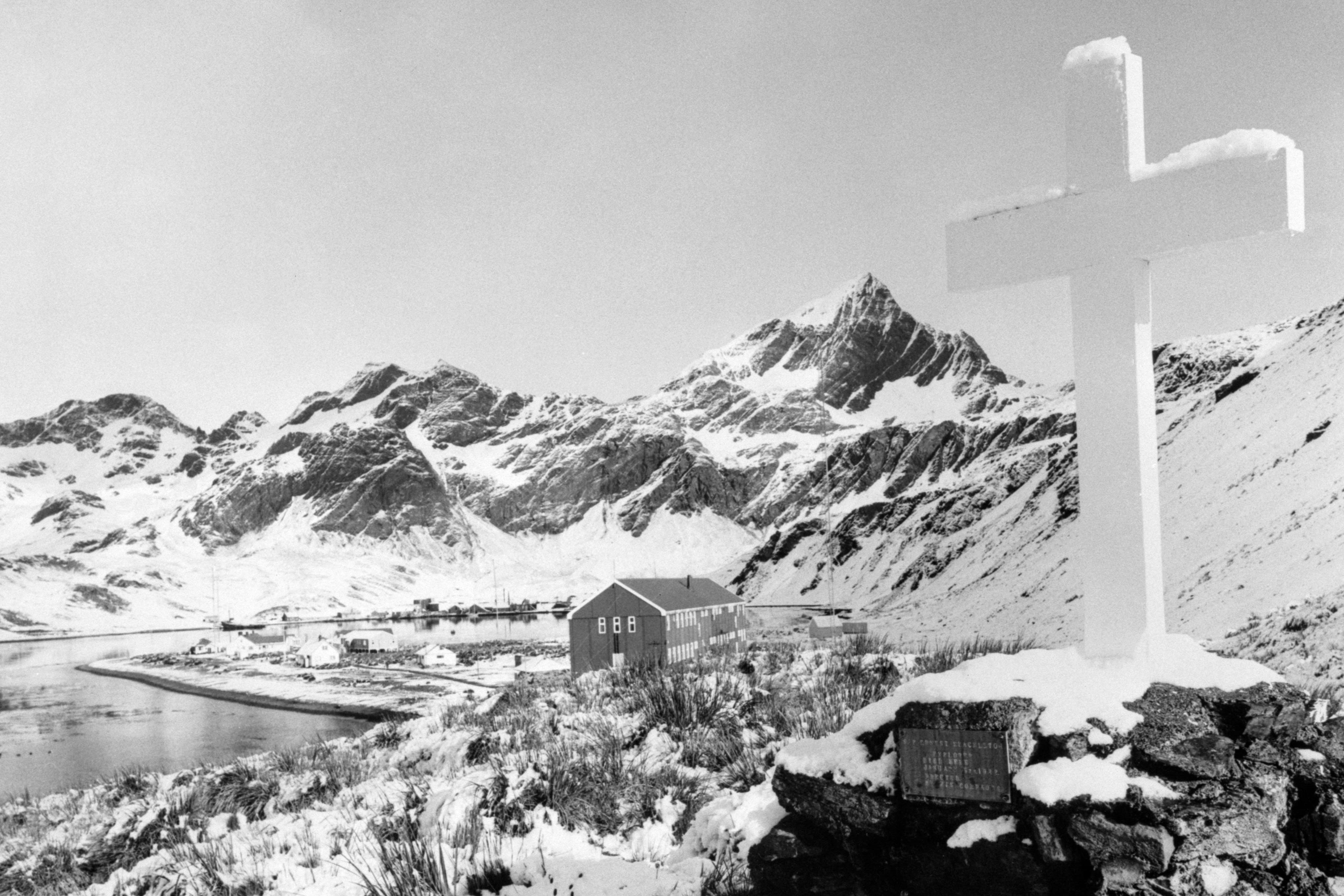 The cross in its original position overlooking the British Antarctic Survey’s Grytviken station (PA Archive/PA Wire)