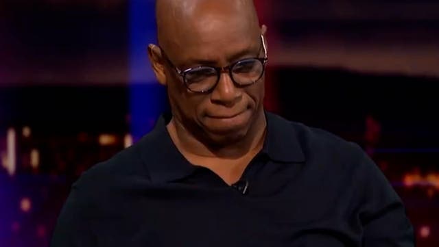 <p>Ian Wright cries as he presents last Match of the Day after 25 years.</p>