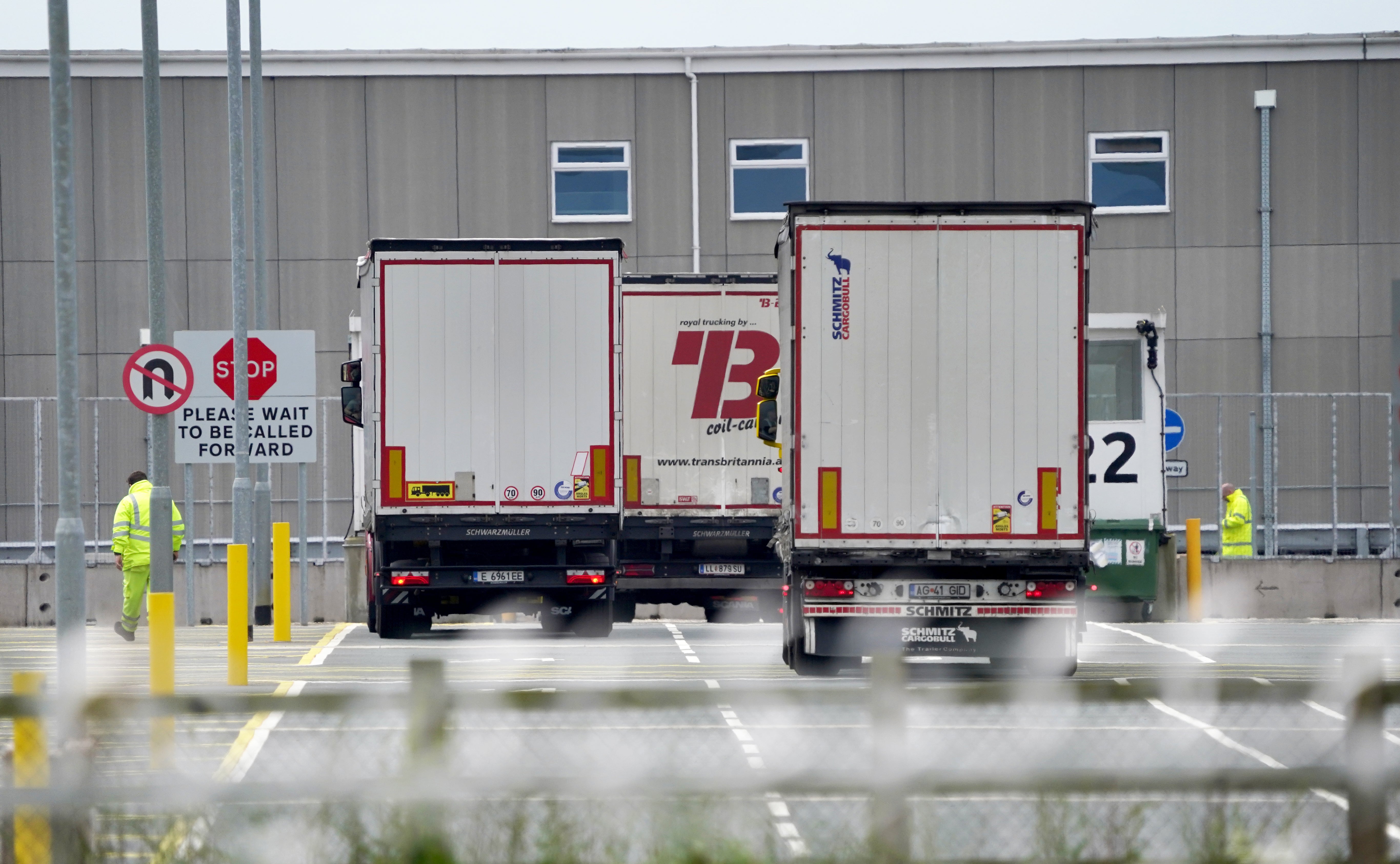 Lorries at the Sevington Inland Border Facility in Ashford as the National Audit Office warns over uncertainty for a post-Brexit border controls system