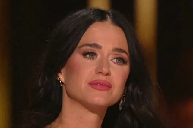 <p>Katy Perry cries during her final episode of American Idol</p>