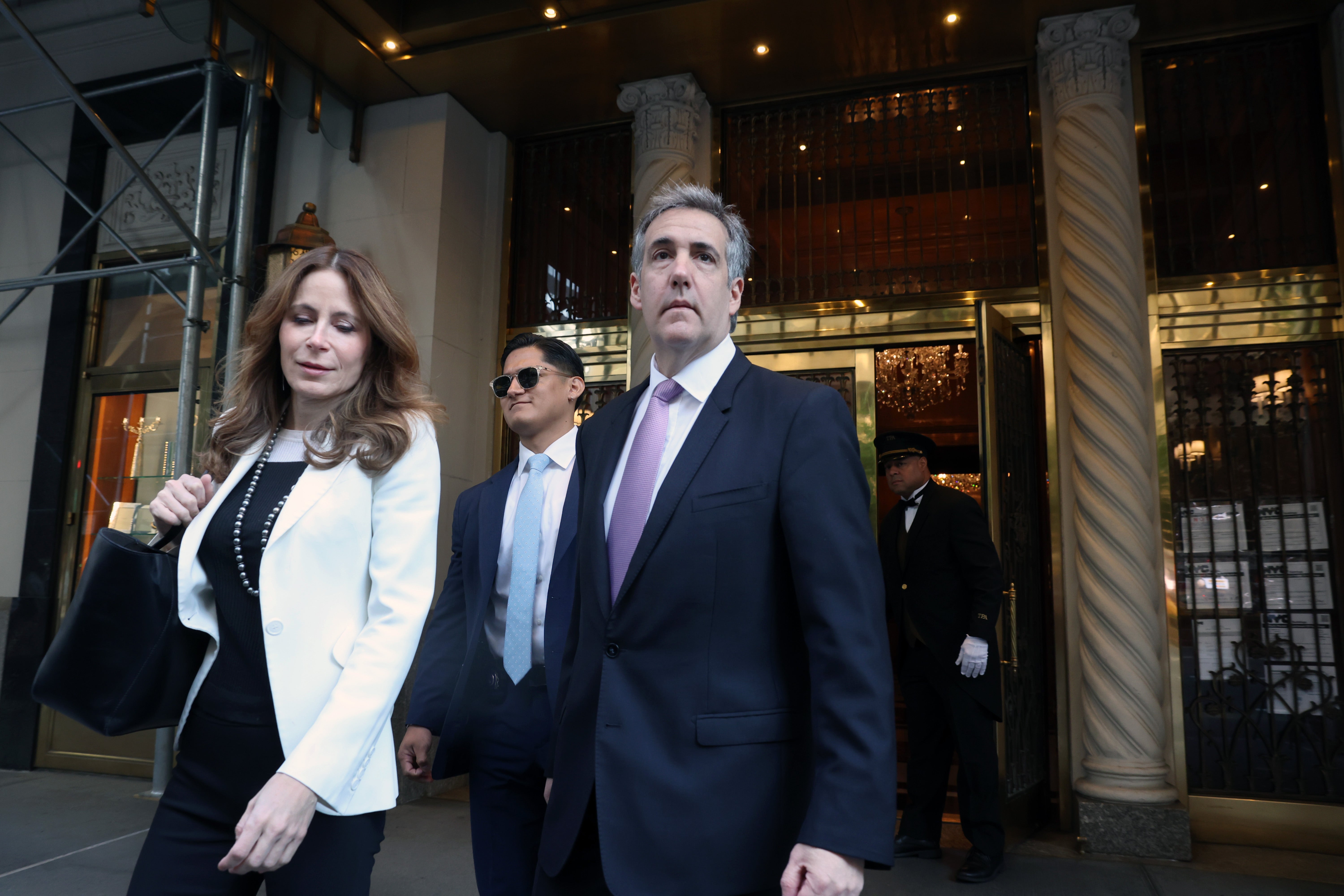 Michael Cohen departs his apartment to testify at Donald Trump’s hush money trial on 20 May