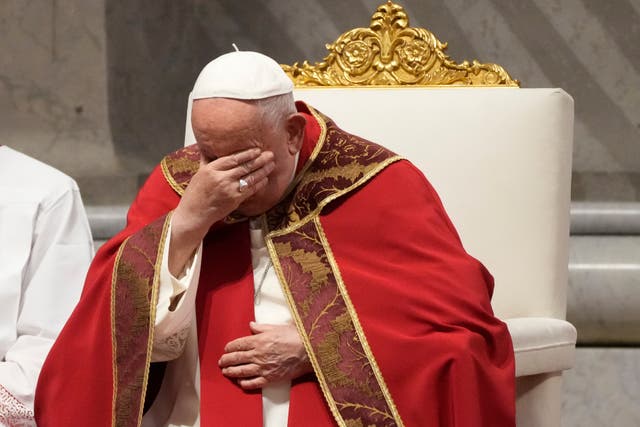 <p>Pope Francis presides over the Pentecost Mass in St. Peter's Basilica, at the Vatican, Sunday, May 19, 2024</p>