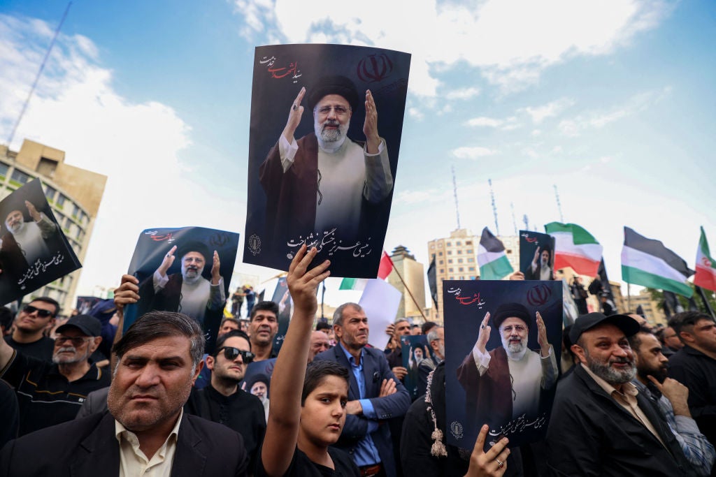 Iranians demonstrate in mourning after the reported death of Ebrahim Raisi, the country’s president